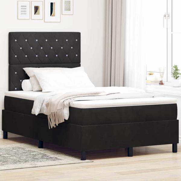 ARDEBO.de - LED Boxspringbett mit Matratze Schwarz 120 x 200 cm Samt