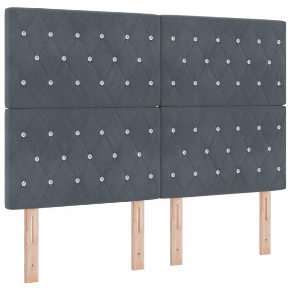 LED Boxspringbett mit Matratze Dunkelgrau 140 x 200 cm Samt