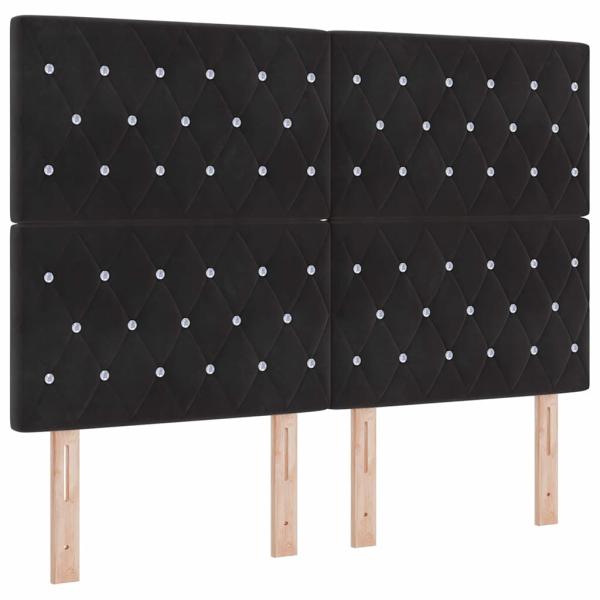 LED Boxspringbett mit Matratze Schwarz 160 x 200 cm Samt