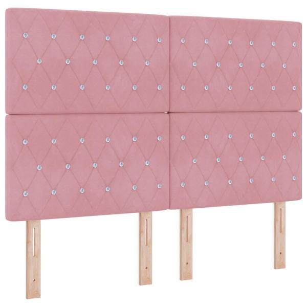 LED Boxspringbett mit Matratze Rosa 160 x 200 cm Samt