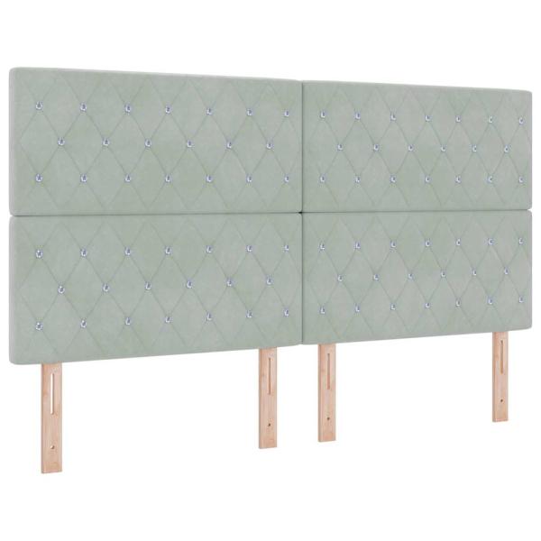 LED Boxspringbett mit Matratze Hellgrau 180 x 200 cm Samt