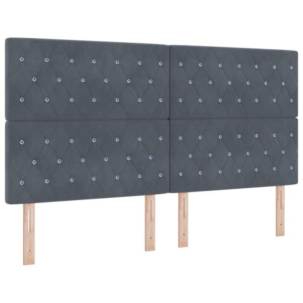 LED Boxspringbett mit Matratze Dunkelgrau 180 x 200 cm Samt