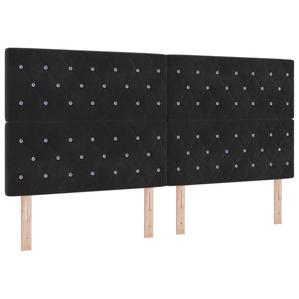 LED Boxspringbett mit Matratze Schwarz 200 x 200 cm Samt