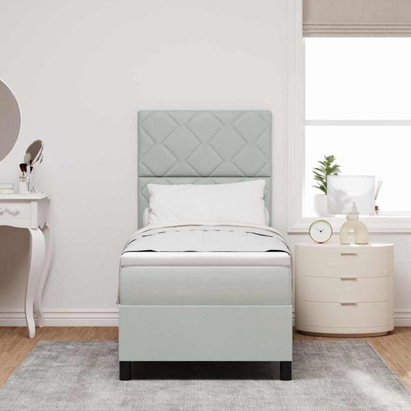 LED Boxspringbett mit Kopfteil Hellgrau 80 x 200 cm Samt