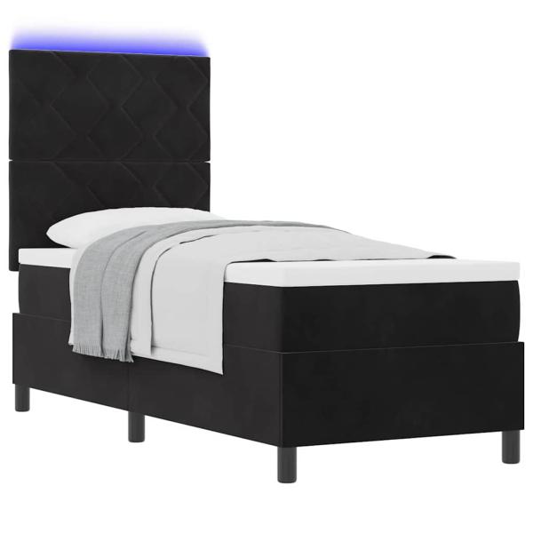 LED Boxspringbett mit Kopfteil Schwarz 80 x 200 cm Samt