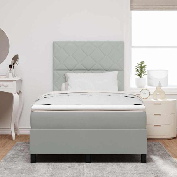 LED Boxspringbett mit Kopfteil Hellgrau 120 x 190 cm Samt
