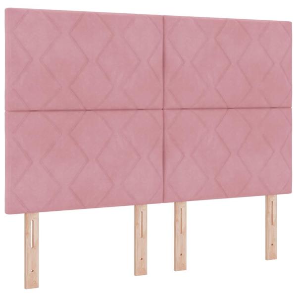 LED Boxspringbett mit Kopfteil Rosa 140 x 190 cm Samt