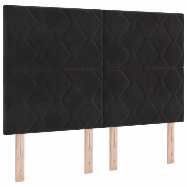 LED Boxspringbett mit Kopfteil Schwarz 160 x 200 cm Samt