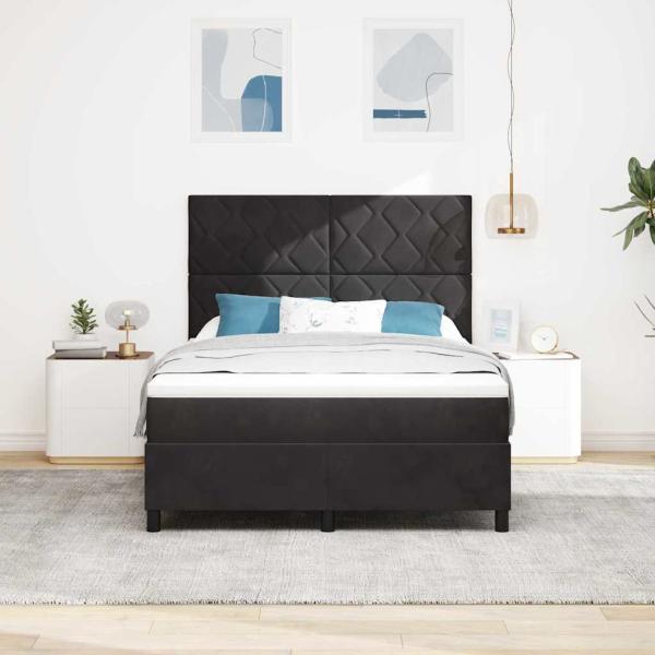 LED Boxspringbett mit Kopfteil Schwarz 160 x 200 cm Samt