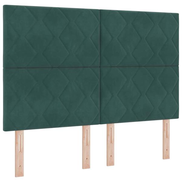 LED Boxspringbett mit Kopfteil Dunkelgrün 160 x 200 cm Samt