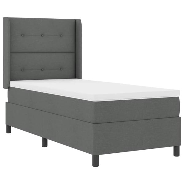 LED Boxspringbett mit Kopfteil Dunkelgrau 90 x 190 cm Stoff