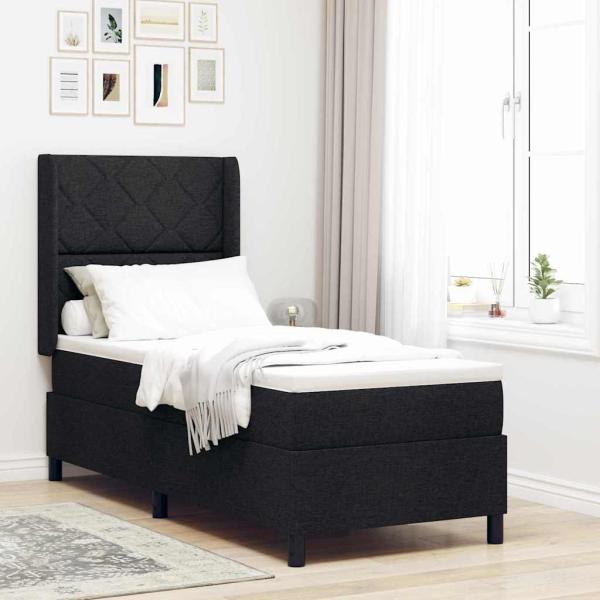 ARDEBO.de - LED Boxspringbett mit Kopfteil Schwarz 80 x 200 cm Stoff