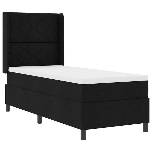 LED Boxspringbett mit Kopfteil Schwarz 80 x 200 cm Stoff