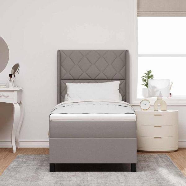 LED Boxspringbett mit Kopfteil Taupe 100 x 200 cm Stoff