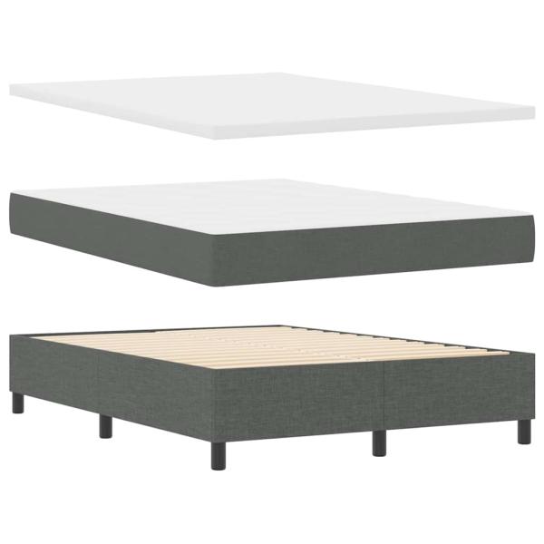 LED Boxspringbett mit Kopfteil Dunkelgrau 140 x 190 cm Stoff