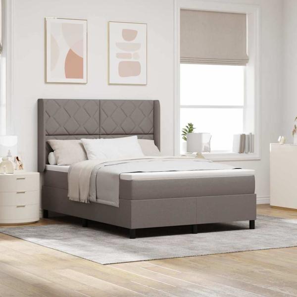 ARDEBO.de - LED Boxspringbett mit Kopfteil Taupe 140 x 190 cm Stoff