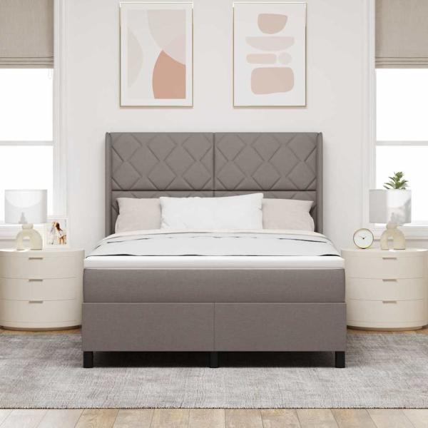 LED Boxspringbett mit Kopfteil Taupe 140 x 190 cm Stoff