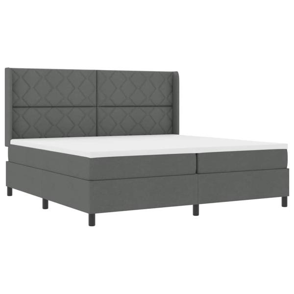 LED Boxspringbett mit Kopfteil Dunkelgrau 200 x 200 cm Stoff