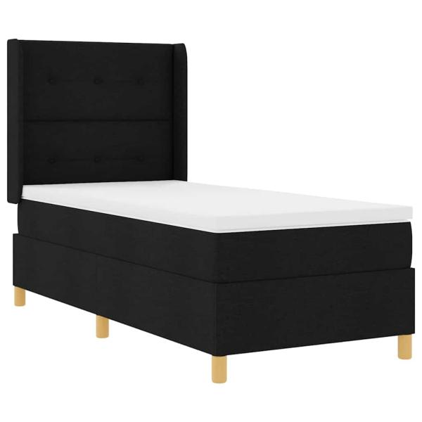 Boxspringbett mit LED-Lichtleisten Schwarz 100 x 200 cm Stoff