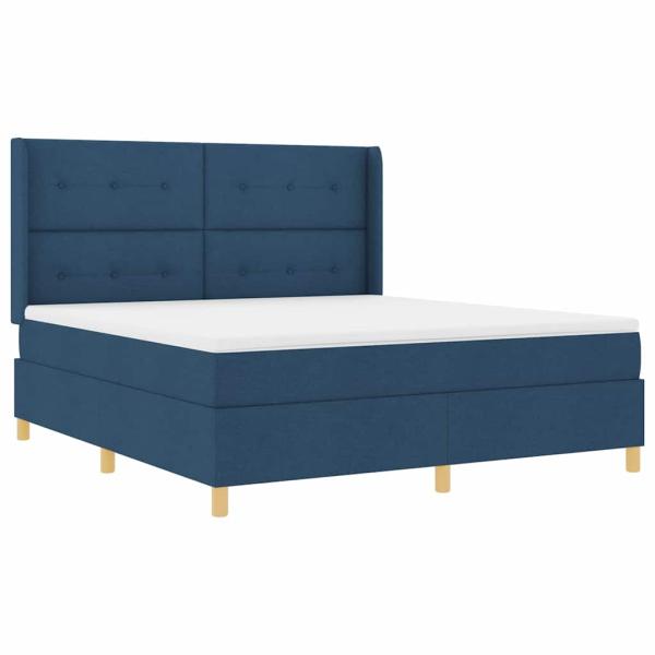 Boxspringbett mit LED-Lichtleisten Blau 180 x 200 cm Stoff