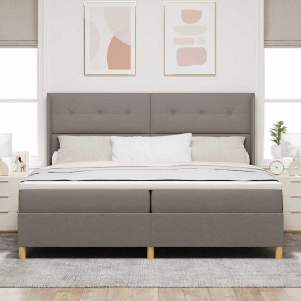 Boxspringbett mit LED-Lichtleisten Taupe 200 x 200 cm Stoff