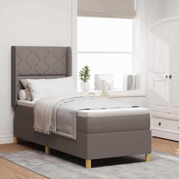 ARDEBO.de - Boxspringbett mit LED-Lichtleisten Taupe 80 x 200 cm Stoff