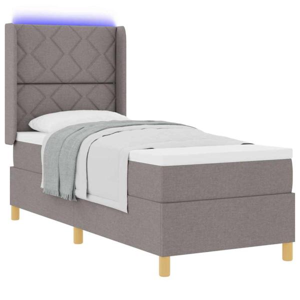 Boxspringbett mit LED-Lichtleisten Taupe 80 x 200 cm Stoff