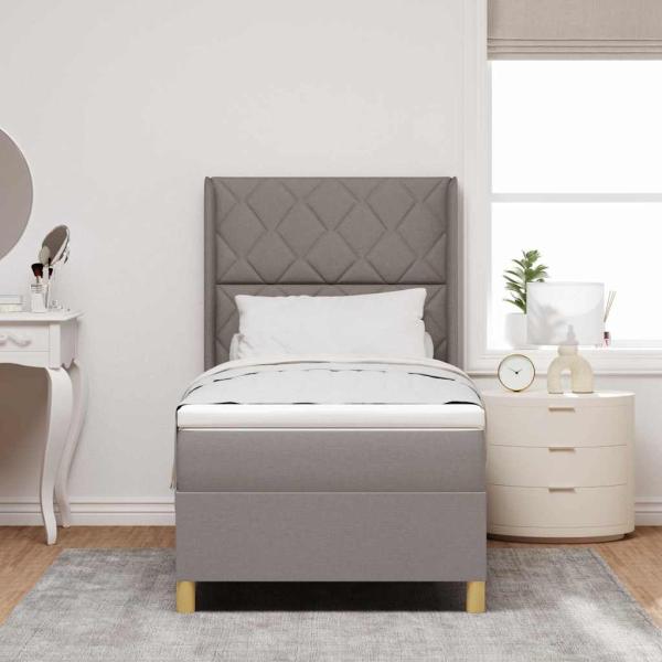 Boxspringbett mit LED-Lichtleisten Taupe 90 x 200 cm Stoff