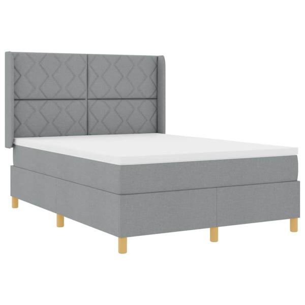 Boxspringbett mit LED-Lichtleisten Hellgrau 140 x 190 cm Stoff