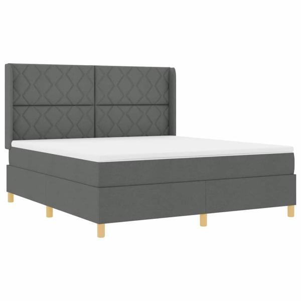 Boxspringbett mit LED-Lichtleisten Grau 180 x 200 cm Stoff