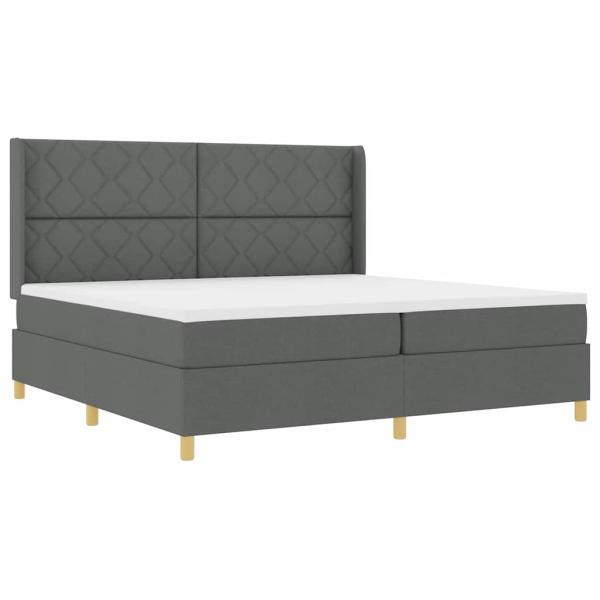 Boxspringbett mit LED-Lichtleisten Grau 200 x 200 cm Stoff