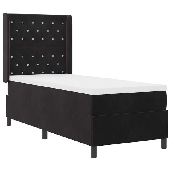 Boxspringbett mit Matratze mit LED Schwarz 80 x 200 cm Samt