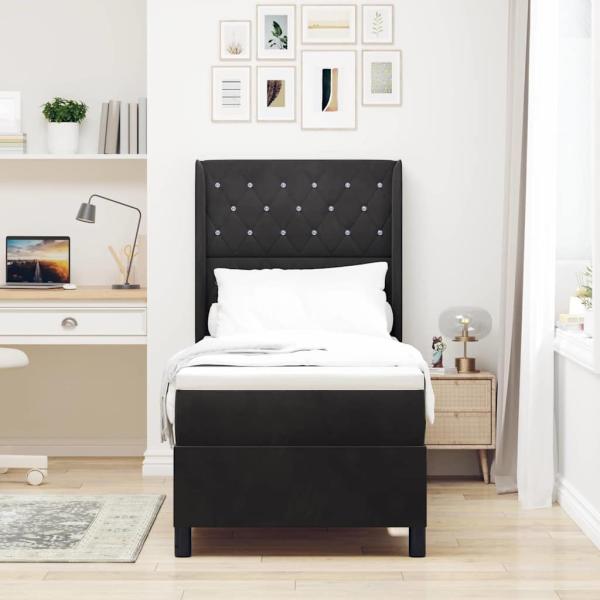 Boxspringbett mit Matratze mit LED Schwarz 80 x 200 cm Samt