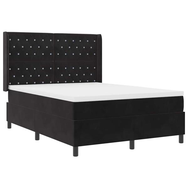 Boxspringbett mit LED-Lichtleisten Schwarz 140 x 200 cm Samt