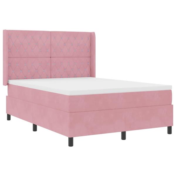 Boxspringbett mit LED-Lichtleisten Rosa 140 x 200 cm Samt