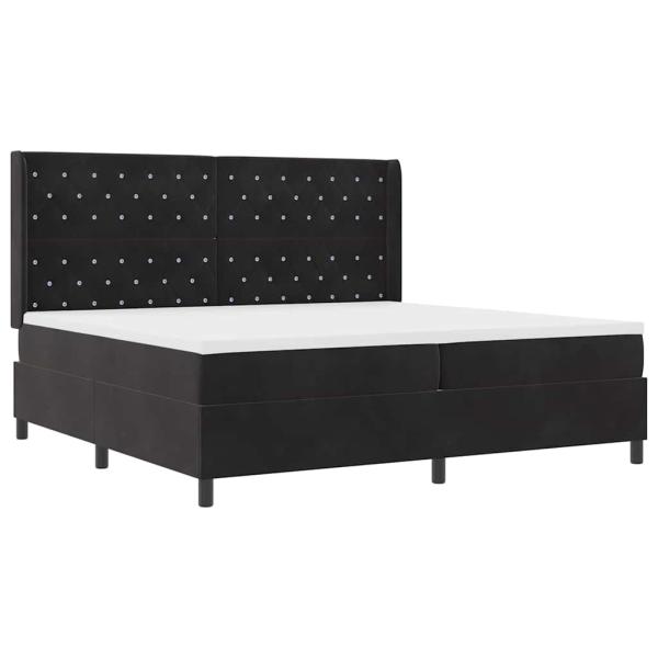 Boxspringbett mit Matratze mit LED Schwarz 200 x 200 cm Samt