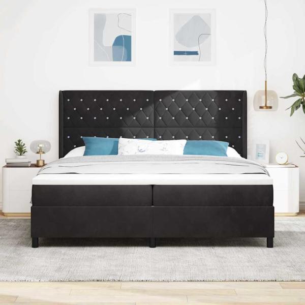 Boxspringbett mit Matratze mit LED Schwarz 200 x 200 cm Samt