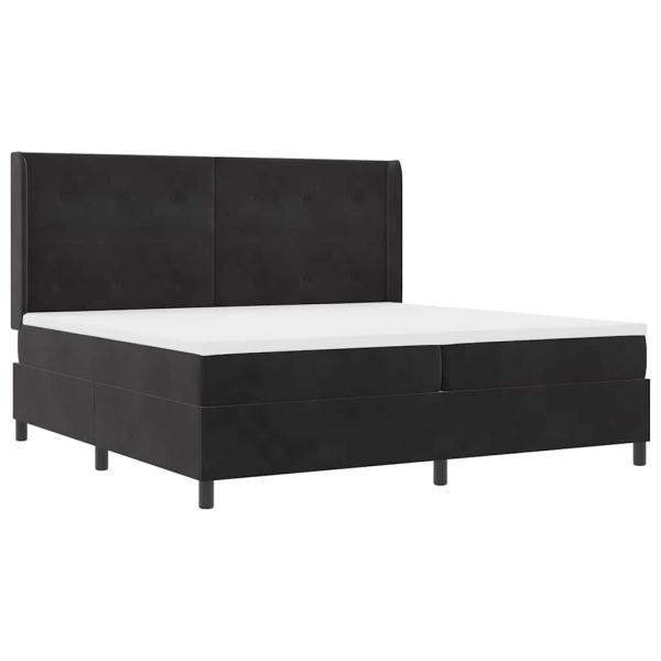 Boxspringbett mit LED-Lichtleisten Schwarz 200 x 200 cm Samt