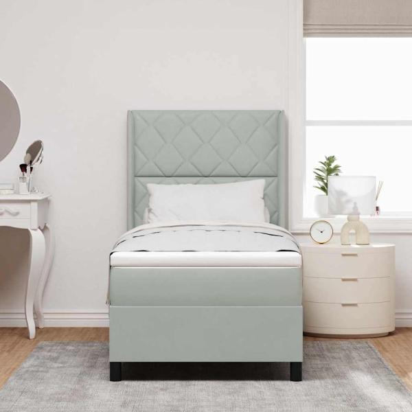 Boxspringbett mit LED-Lichtleisten Hellgrau 100 x 200 cm Samt