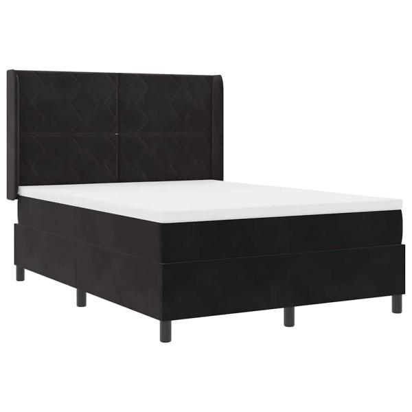 Boxspringbett mit LED-Lichtleisten Schwarz 140 x 200 cm Samt