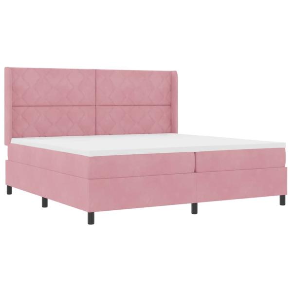 Boxspringbett mit LED-Lichtleisten Rosa 200 x 200 cm Samt