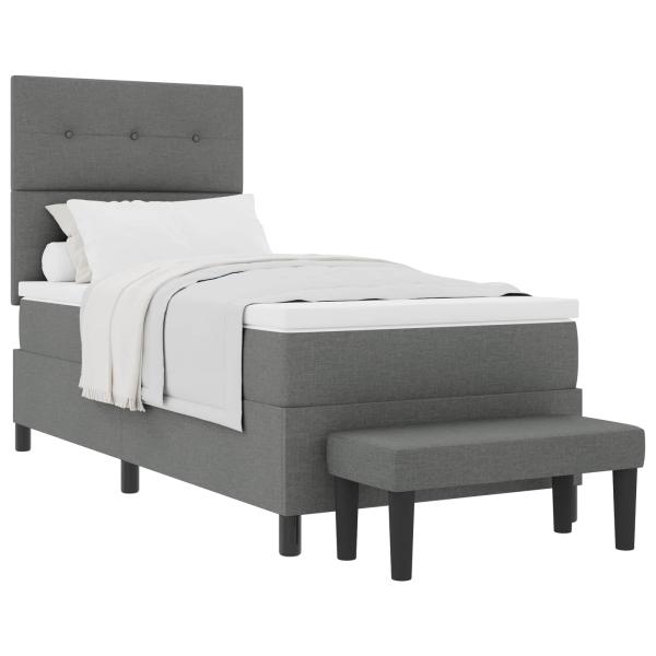Boxspringbett mit Kopfteil Dunkelgrau 90 x 190 cm Stoff