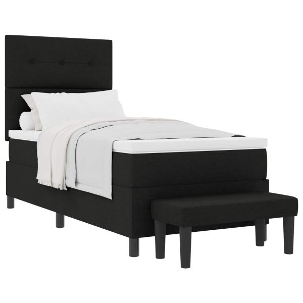 Boxspringbett mit Kopfteil Schwarz 100 x 200 cm Stoff