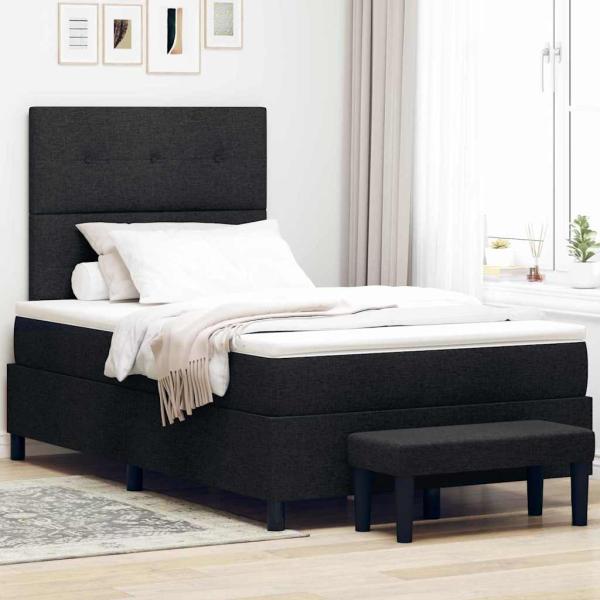 ARDEBO.de - Boxspringbett mit Kissen Schwarz 120 x 190 cm Stoff