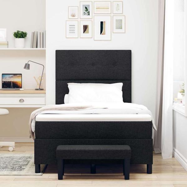 Boxspringbett mit Kissen Schwarz 120 x 190 cm Stoff