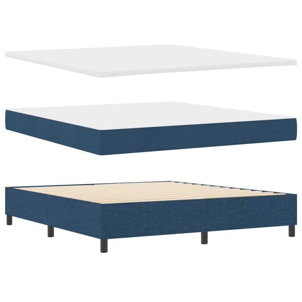 Boxspringbett mit Kopfteil Blau 180 x 200 cm Stoff