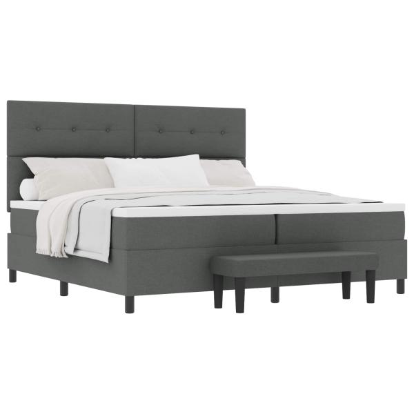 Boxspringbett mit Kopfteil Dunkelgrau 200 x 200 cm Stoff