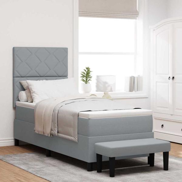 ARDEBO.de - Boxspringbett mit Kopfteil Hellgrau 80 x 200 cm Stoff
