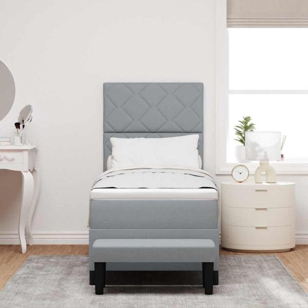 Boxspringbett mit Kopfteil Hellgrau 80 x 200 cm Stoff