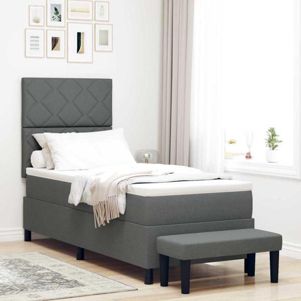ARDEBO.de - Boxspringbett mit Kopfteil Dunkelgrau 80 x 200 cm Stoff